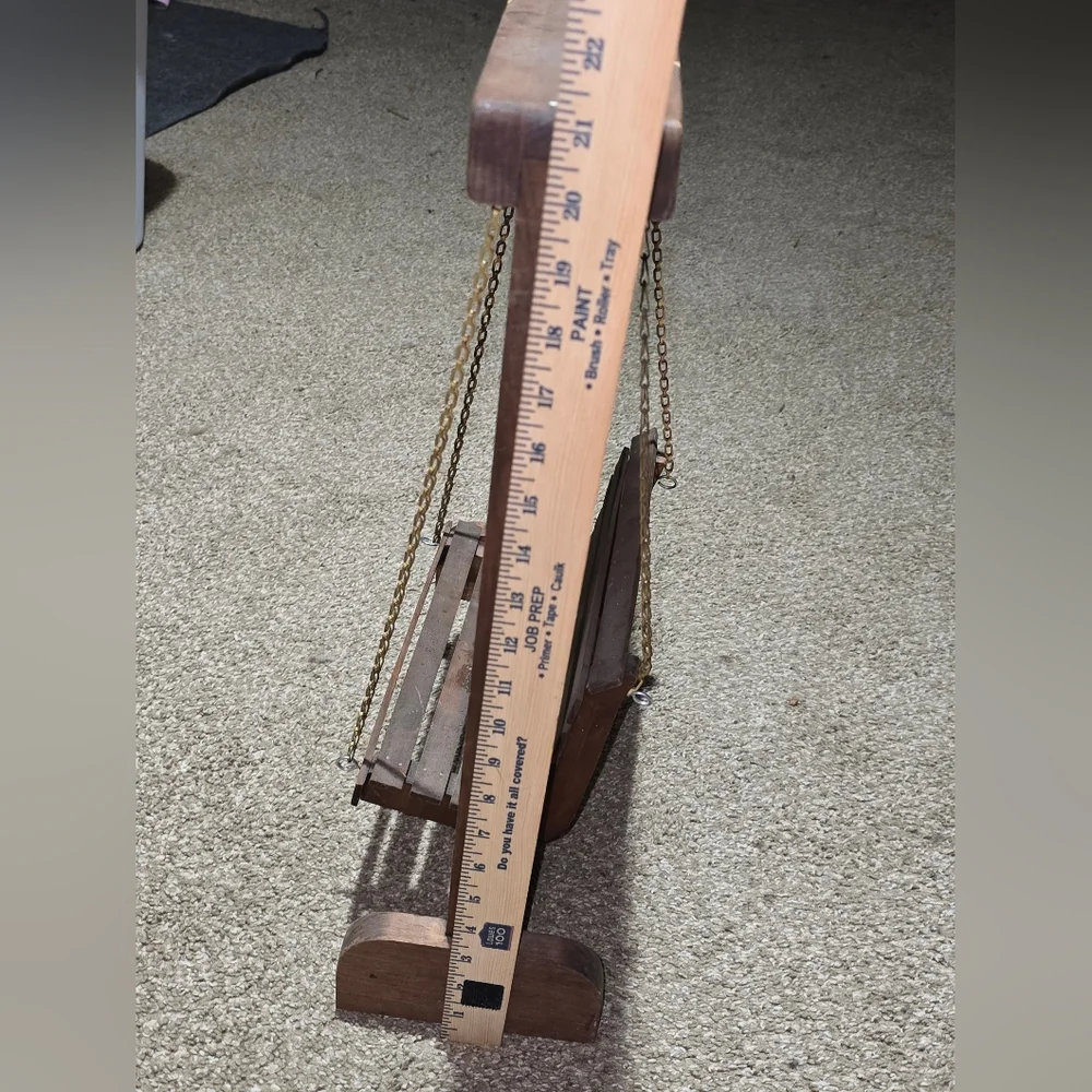 ✨ Handcrafted Vintage Wooden Doll Porch Swing – Miniature Wood Furniture Display